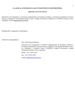 Classical and Molecular Cytogenetics in Heteroptera