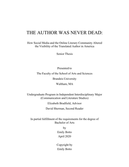 The Author Was Never Dead