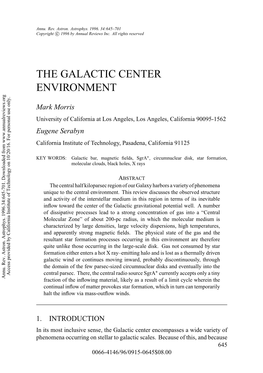 The Galactic Center Environment