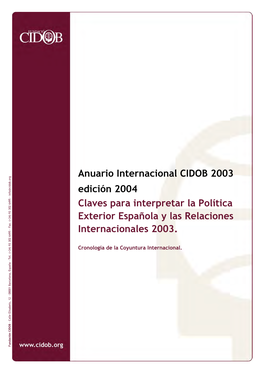 Anuario Internacional CIDOB 2003 Edición 2004 Claves Para