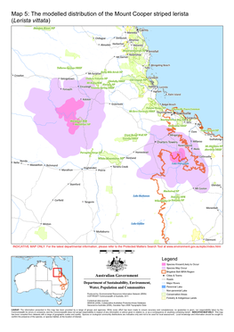 Map 5: the Modelled Distribution of the Mount Cooper Striped Lerista (Lerista Vittata) Staaten River NP Cairns Mareeba