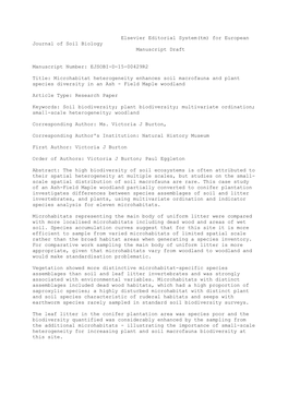 Elsevier Editorial System(Tm) for European Journal of Soil Biology Manuscript Draft