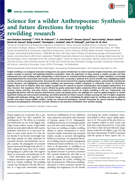 Synthesis and Future Directions for Trophic Rewilding Research Jens-Christian Svenninga,1,2,Pilb.M.Pedersena,1, C