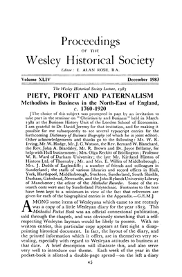 Ijroceeciings Wesley Historical Society