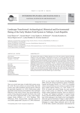 Archaeological, Historical and Environmental Dating of the Early Modern Field System in Valštejn, Czech Republic