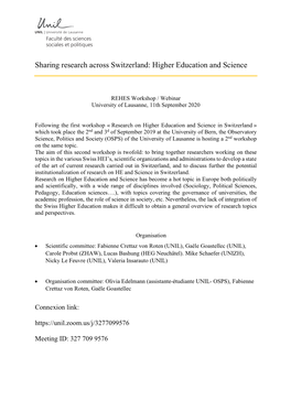 Sharing Research Across Switzerland: Higher Education and Science
