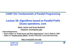 Algorithms Based on Parallel Prefix (Scan) Operations, Cont