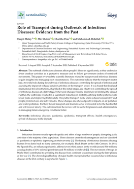 Role of Transport During Outbreak of Infectious Diseases: Evidence from the Past