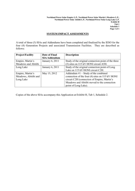 SYSTEM IMPACT ASSESSMENTS a Total of Three (3