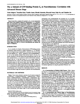 The a Subunit of GTP-Binding Protein G0 in Neuroblastoma: Correlation with Advanced Disease Stage