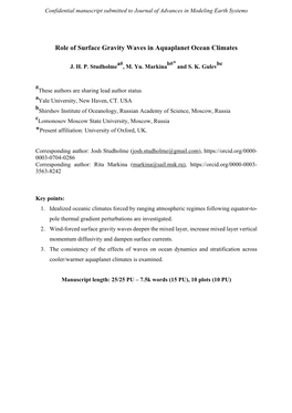 Role of Surface Gravity Waves in Aquaplanet Ocean Climates