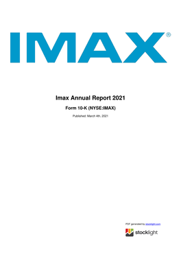 Imax Annual Report 2021