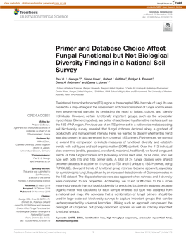 Primer and Database Choice Affect Fungal Functional but Not Biological Diversity Findings in a National Soil Survey