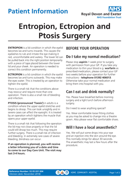 Entropion, Ectropion and Ptosis Surgery