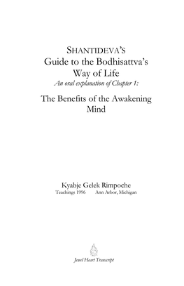 Guide to the Bodhisattva's Way of Life