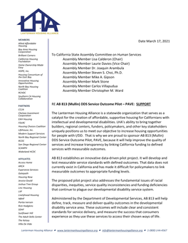 LHA Support Letter