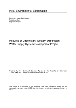 Western Uzbekistan Water Supply System Development Project