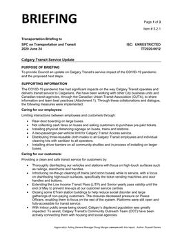 Calgary Transit Service Update