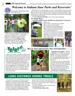 LONG DISTANCE HIKING TRAILS Welcome to Indiana State Parks and Reservoirs