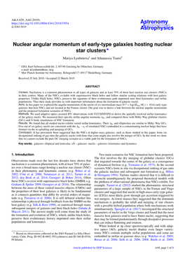 Nuclear Angular Momentum of Early-Type Galaxies Hosting Nuclear Star Clusters? Mariya Lyubenova1 and Athanassia Tsatsi2