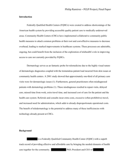 Philip Ramirez – PCLP Project, Final Paper