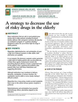 A Strategy to Decrease the Use of Risky Drugs in the Elderly