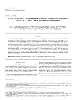 Pancreatic Toxicity As an Adverse Effect Induced by Meglumine Antimoniate Therapy in a Clinical Trial for Cutaneous Leishmaniasis