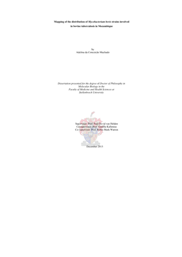 Mapping of the Distribution of Mycobacterium Bovis Strains Involved in Bovine Tuberculosis in Mozambique