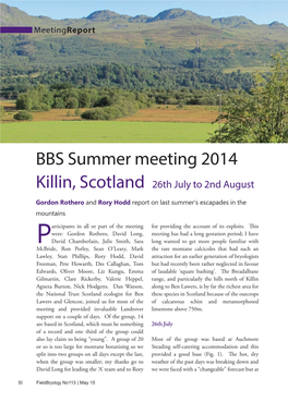 BBS Summer Meeting 2014 Killin, Scotland 26Th July to 2Nd August