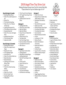 2018 Angel Tree Toy Drive List