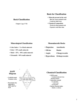 Rock Classification – Best for Coarse-Grained Rocks – Useful for Field Work Chapter 2, Pp