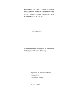 Kathakali – a Study of the Aesthetic Processes of Popular Spectators and Elitist Appreciators Engaging with Performances in Kerala