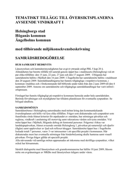 Tematiskt Tillägg Till Översiktsplanerna Avseende Vindkraft I