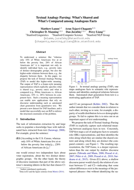 Textual Analogy Parsing: What’S Shared and What’S Compared Among Analogous Facts