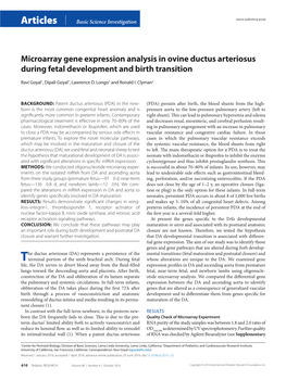 Microarray Gene Expression Analysis in Ovine Ductus Arteriosus During Fetal Development and Birth Transition