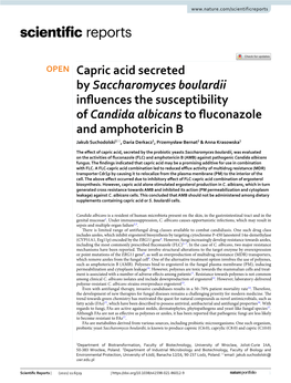 Capric Acid Secreted by Saccharomyces Boulardii