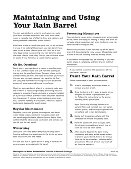 Maintaining and Using Your Rain Barrel