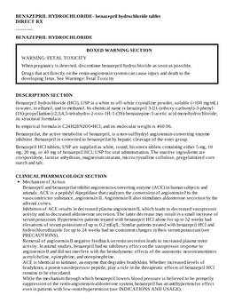 BENAZEPRIL HYDROCHLORIDE- Benazepril Hydrochloride Tablet DIRECT RX ------BENAZEPRIL HYDROCHLORIDE