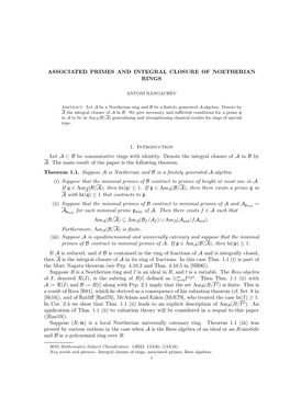 Associated Primes and Integral Closure of Noetherian Rings