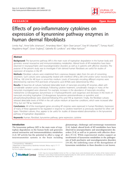 Effects of Pro-Inflammatory Cytokines on Expression of Kynurenine