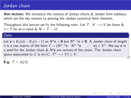 Lecture 29: Jordan Chains & Tableaux