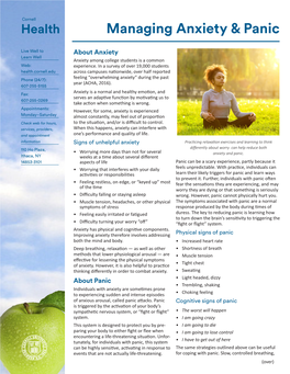 Managing Anxiety and Panic (Pdf)