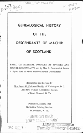 Genealogical History of the Descendants of Machir of Scotland