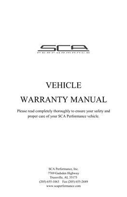 Vehicle Warranty Manual