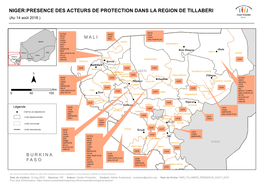 NIGER:PRESENCE DES ACTEURS DE PROTECTION DANS LA REGION DE TILLABERI (Au 14 Août 2018 )