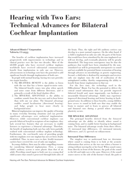 Technical Advances for Bilateral Implantation