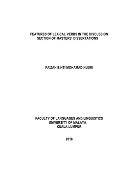 Features of Lexical Verbs in the Discussion Section of Masters' Dissertations