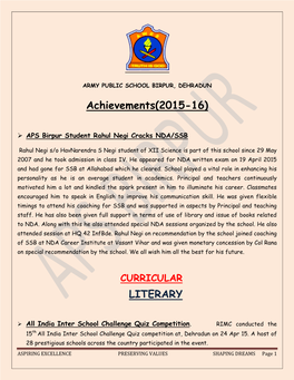 Achievements(2015-16) LITERARY