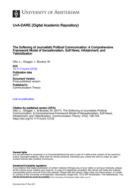 The Softening of Journalistic Political Communication: a Comprehensive Framework Model of Sensationalism, Soft News, Infotainment, and Tabloidization