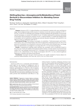 Old Drug New Use—Amoxapine and Its Metabolites As Potent Bacterial B-Glucuronidase Inhibitors for Alleviating Cancer Drug Toxicity